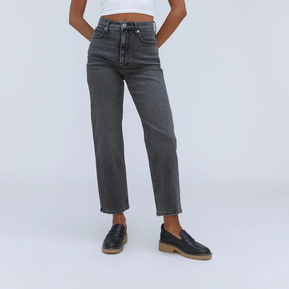 Everlane Way High Jean Organic Cotton Washed Black